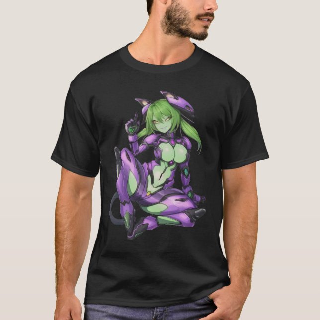 Sexy utomjordisk android catgirl t shirt (Framsida)