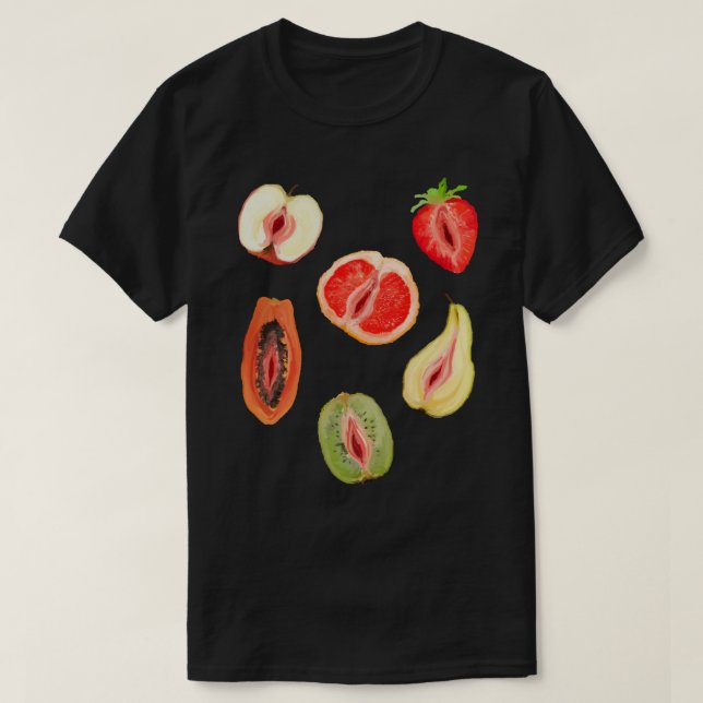 Sexy Vagina Fruits Sticker T Shirt (Design framsida)