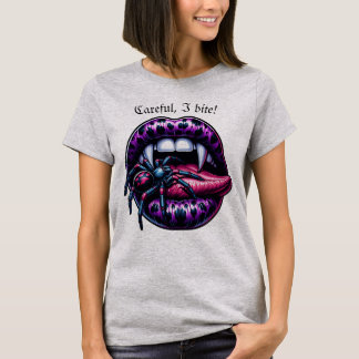 Sexy Vampre Mouth Winged Back T Shirt