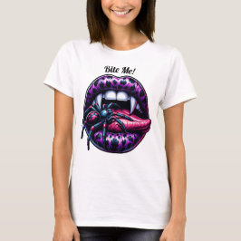 Sexy Vampre Mouth Winged Back T Shirt