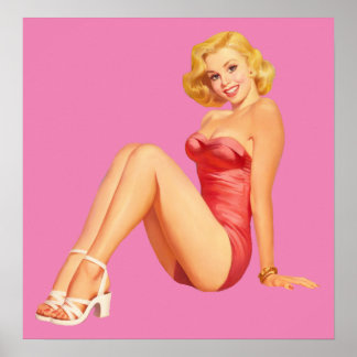 Sexy Vintage Fäst upp Flickkonst poster