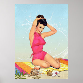 Sexy Vintage Fäst upp Flickkonst poster