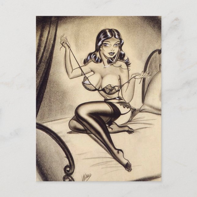Sexy Vintage gör upp flickkonst Vykort (Framsida)