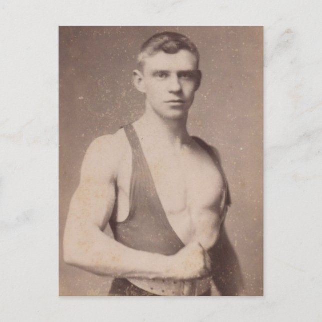 Sexy Vintage Male Weightlifter Vykort (Framsida)