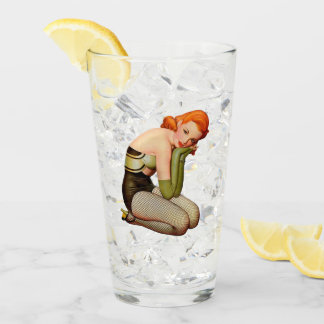 Sexy Vintage Pin Up Girl Pint Glass Glaskopp