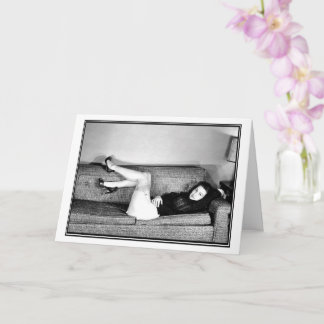 Sexy Vintage-stift upp flickans B&W-fotokort Kort