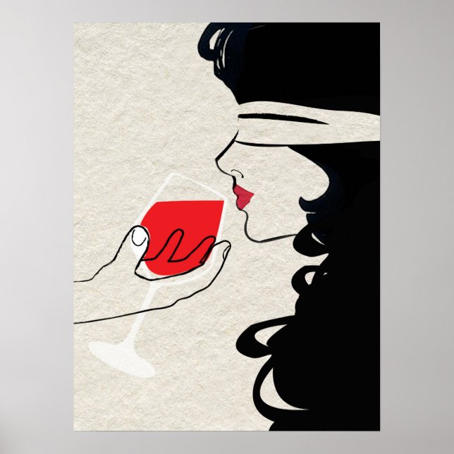 Sexy Woman Blindfoled Vin Tasting Poster (Framsidan)