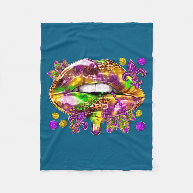 Sexy Women Lips Mardi Gras Carnival Fat Fleecefilt (Framsidan)