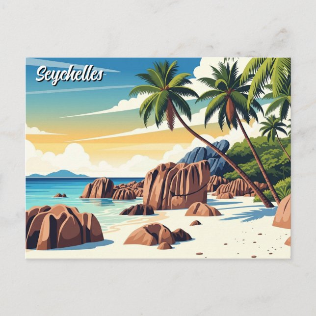 Seychellerna Anse Source d'Argent Beach Travel Vykort (Framsida)