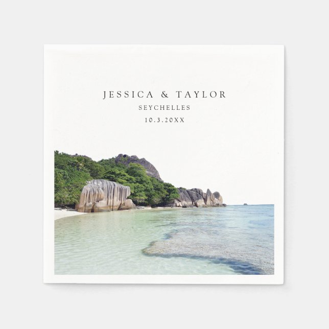 Seychellerna Bröllop Anpassningsbar Photo Cocktail Pappersservett (Framsidan)