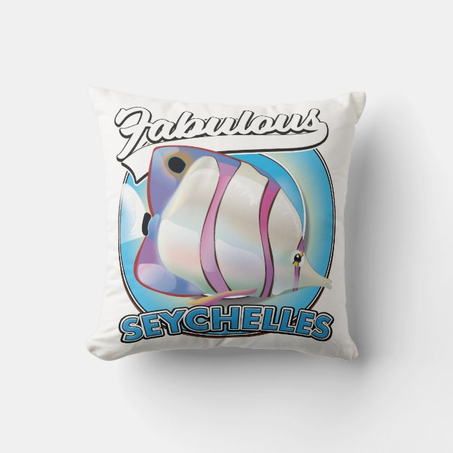 Seychellerna fantastiska retro logotyp kudde (Framsida)