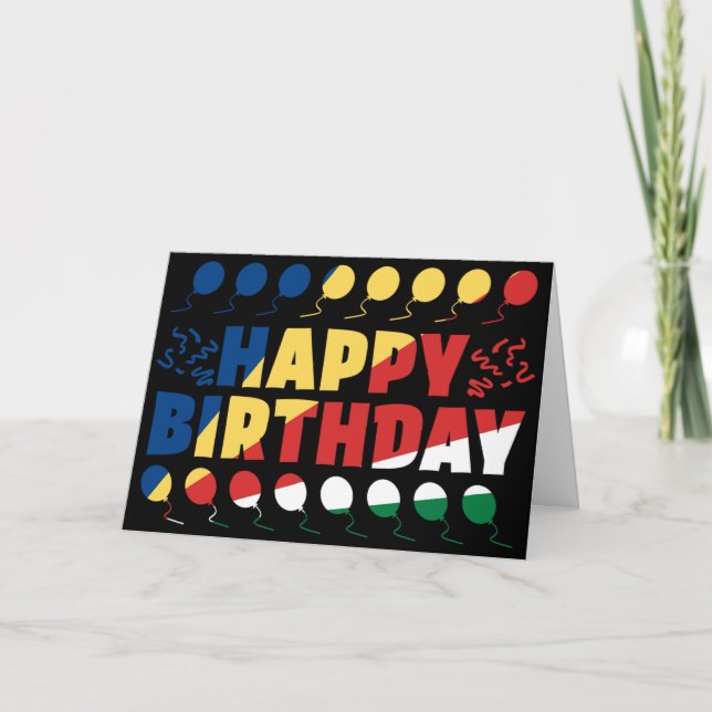 Seychellerna Flagga Patriotic Birthday Kort (Framsida)
