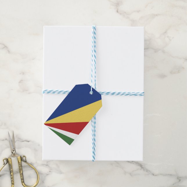 Seychellerna flagga presentetikett (Med Snöre)