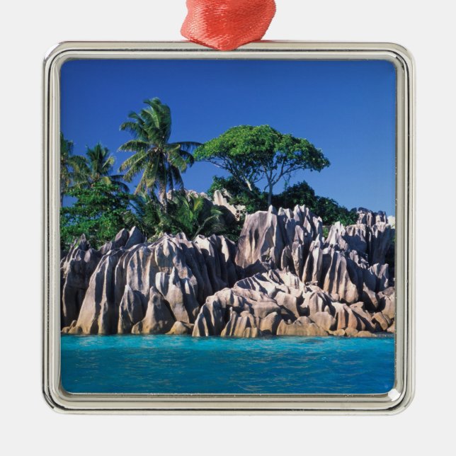 Seychellerna. Ilot St. Pierre (nära Praslin) Julgransprydnad Metall (Framsidan)