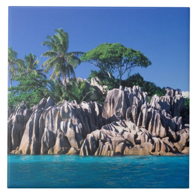 Seychellerna. Ilot St. Pierre (nära Praslin) Kakelplatta (Framsidan)
