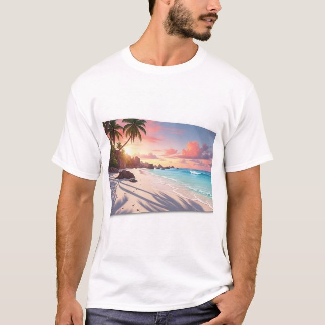 Seychellerna-inspirerad herr-T-shirt T Shirt (Framsida)