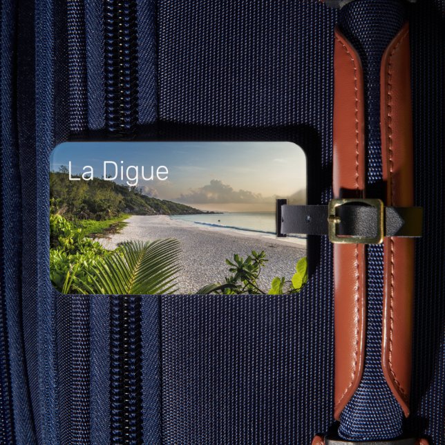 Seychellerna La Digue Sunset Beach Helgdag Souveni Bagagebricka (Framsida Insitu 4)