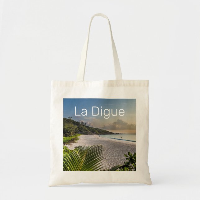 Seychellerna La Digue Sunset Beach Helgdag Souveni Tygkasse (Framsidan)