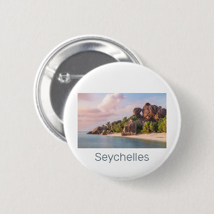 Seychellerna La Digue Vintage Sunset Helgdag Gift Knapp