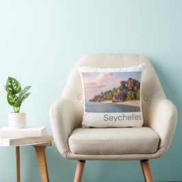 Seychellerna La Digue Vintage Sunset Helgdag Gift Kudde