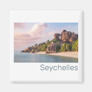 Seychellerna La Digue Vintage Sunset Helgdag Gift Magnet