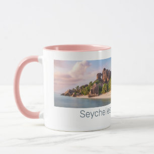 Seychellerna La Digue Vintage Sunset Helgdag Gift Mugg