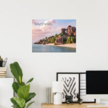 Seychellerna La Digue Vintage Sunset Helgdag Gift