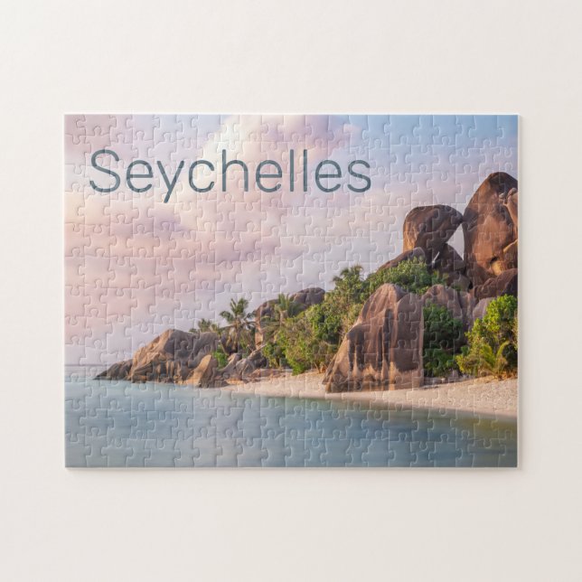 Seychellerna La Digue Vintage Sunset Helgdag Gift Pussel (Horisontell)