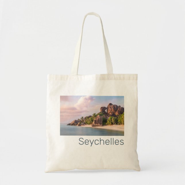 Seychellerna La Digue Vintage Sunset Helgdag Gift Tygkasse (Framsidan)