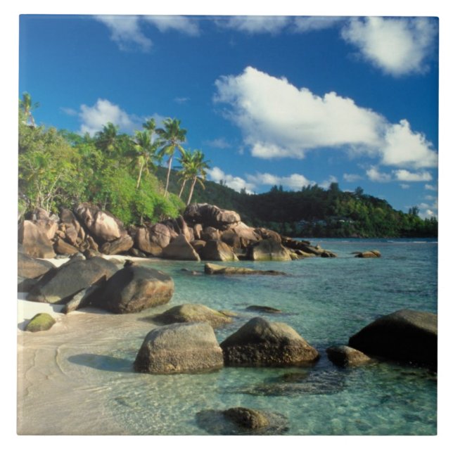 Seychellerna, Mahe Island, Anse Royale Beach. 3 Kakelplatta (Framsidan)