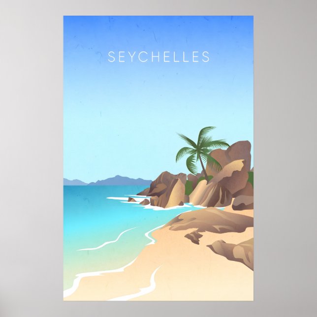 Seychellerna Minimalistisk Reseposter Poster (Framsidan)