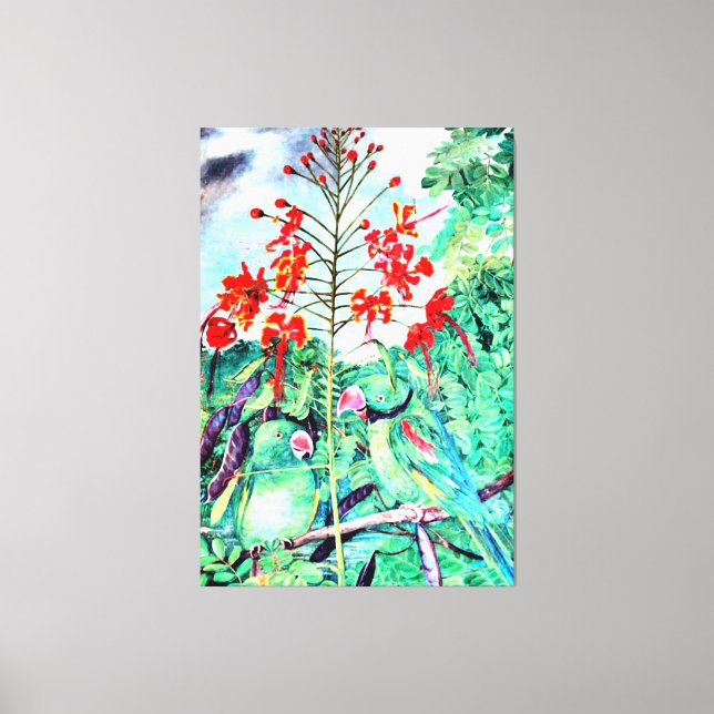 Seychellerna Parakeet, Psittacula wardi Canvastryck (Framsida)