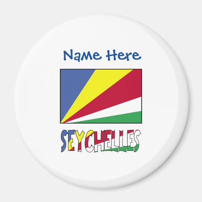 Seychellerna Seychellois Flagga Blå Personaliserin Magnet (Framsidan)