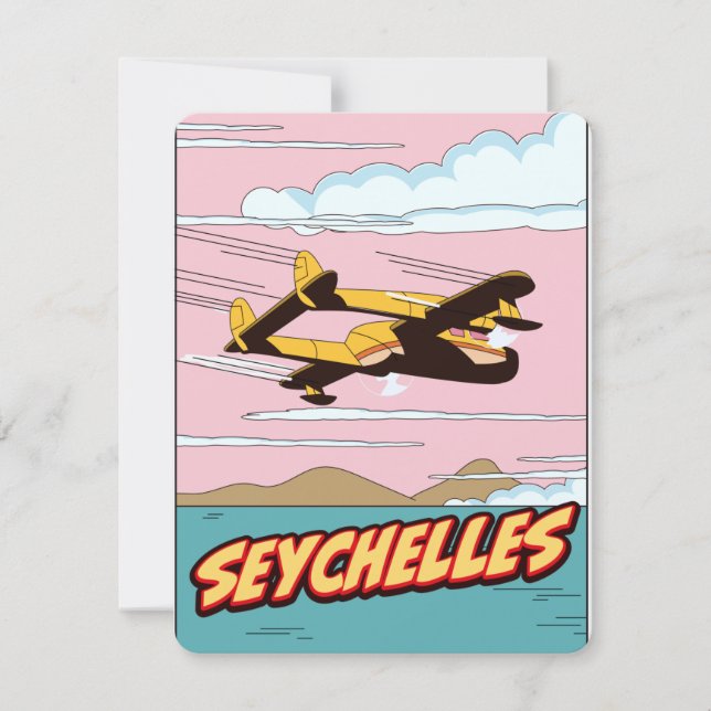 Seychellerna tecknad resa affisch. (Framsida)