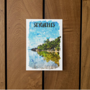 Seychellerna Tropical Creole Island Travel Artwork Vykort
