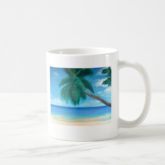 "Seychellerna" Tropical Island Beach Art Coffee Mu Kaffemugg (Höger)