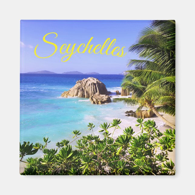 Seychellerna Tropical Island Beach Magnet (Framsidan)