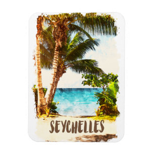 Seychellerna Tropical Island Scenery View Magnet
