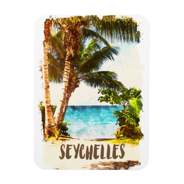 Seychellerna Tropical Island Scenery View Magnet (Vertikal)
