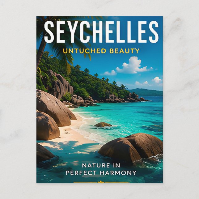 🌴 Seychellerna Tropisk Strand Lyx Dekor 🌊 Vykort (Framsida)