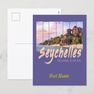 Seychellerna vintage sunset souvenir i Indiska oce Helg Vykort