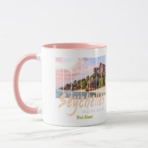 Seychellerna vintage sunset souvenir i Indiska oce Mugg