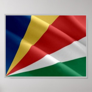 Seychellerna - Wave Flagga - Poster