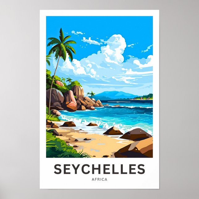 Seychellernas Afrika Travel Print Poster (Framsidan)