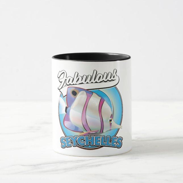 Seychellernas fantastiska retro-logotyp mugg (Center)