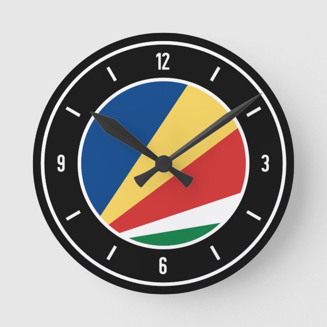 Seychellernas Flagga Elegant Rund Klocka (Framsida)