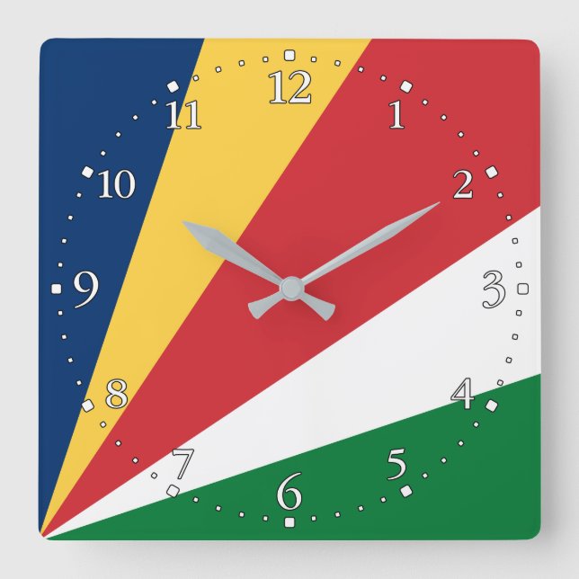 Seychellernas flagga fyrkantig klocka (Framsida)