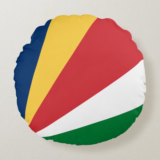 Seychellernas flagga rund kudde (Framsidan)