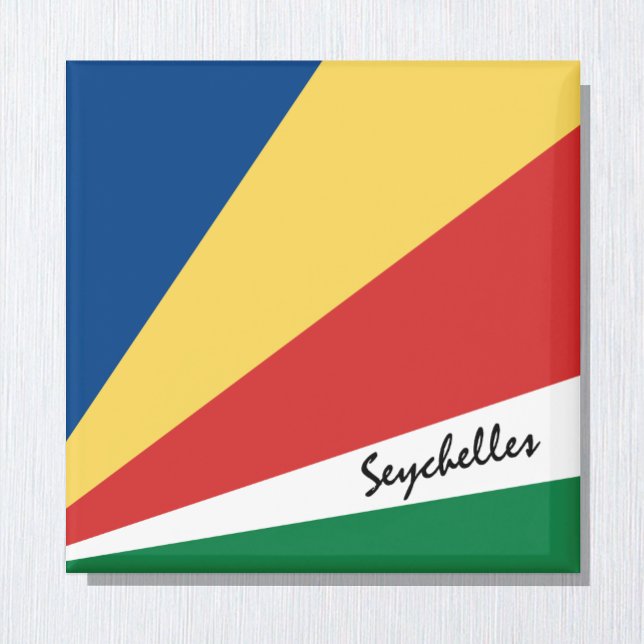 Seychellernas helgdag och sportfantaster för flagg magnet (Skapare uppladdad)