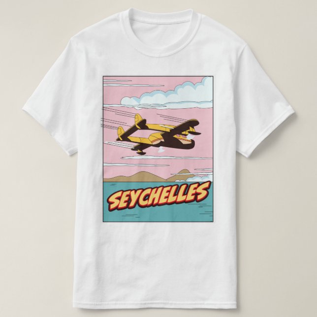 Seychellernas reseaffisch för Tecknad. T Shirt (Design framsida)